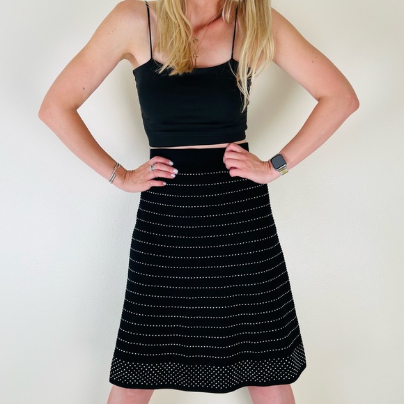 Calvin Klein midi skirt office black striped - Picture 2 of 6